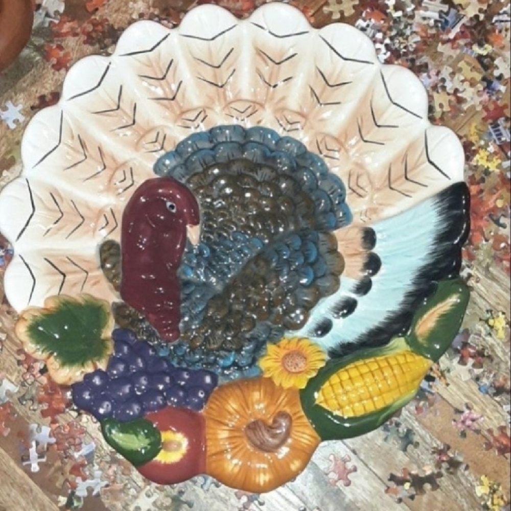 Colorful Turkey Ceramic Platter